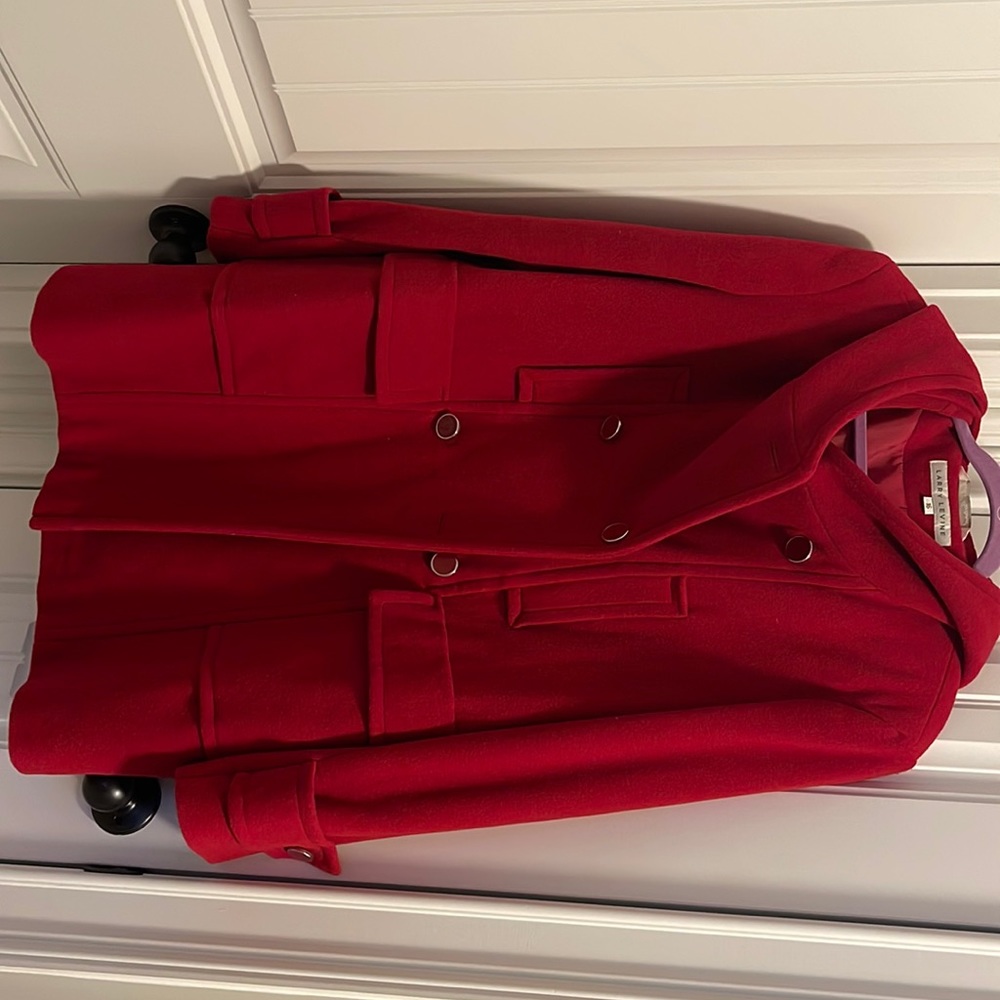 Wool coat with hood great condition barely worn.